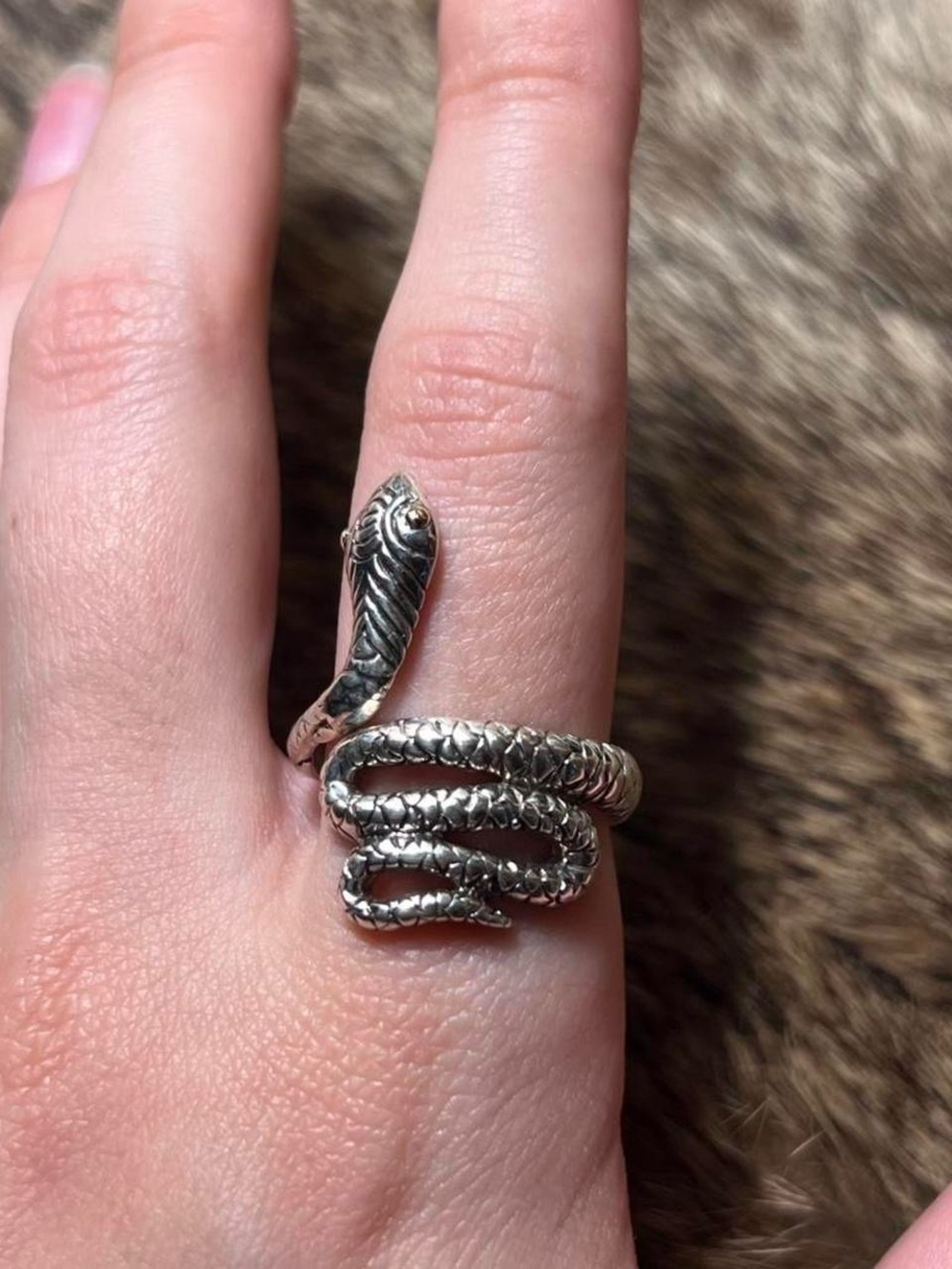 Sterling silver and 18k gold Samuel Benham snake ring